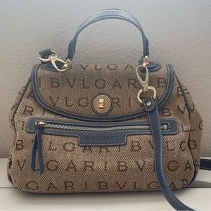 Bvlgari Logomania Canvas and Leather Tote